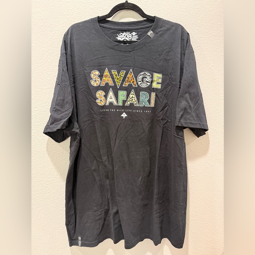 🦁 LNG Savage Safari Gray Tee w/ Colorful Lettering – Size 4XL 🌈